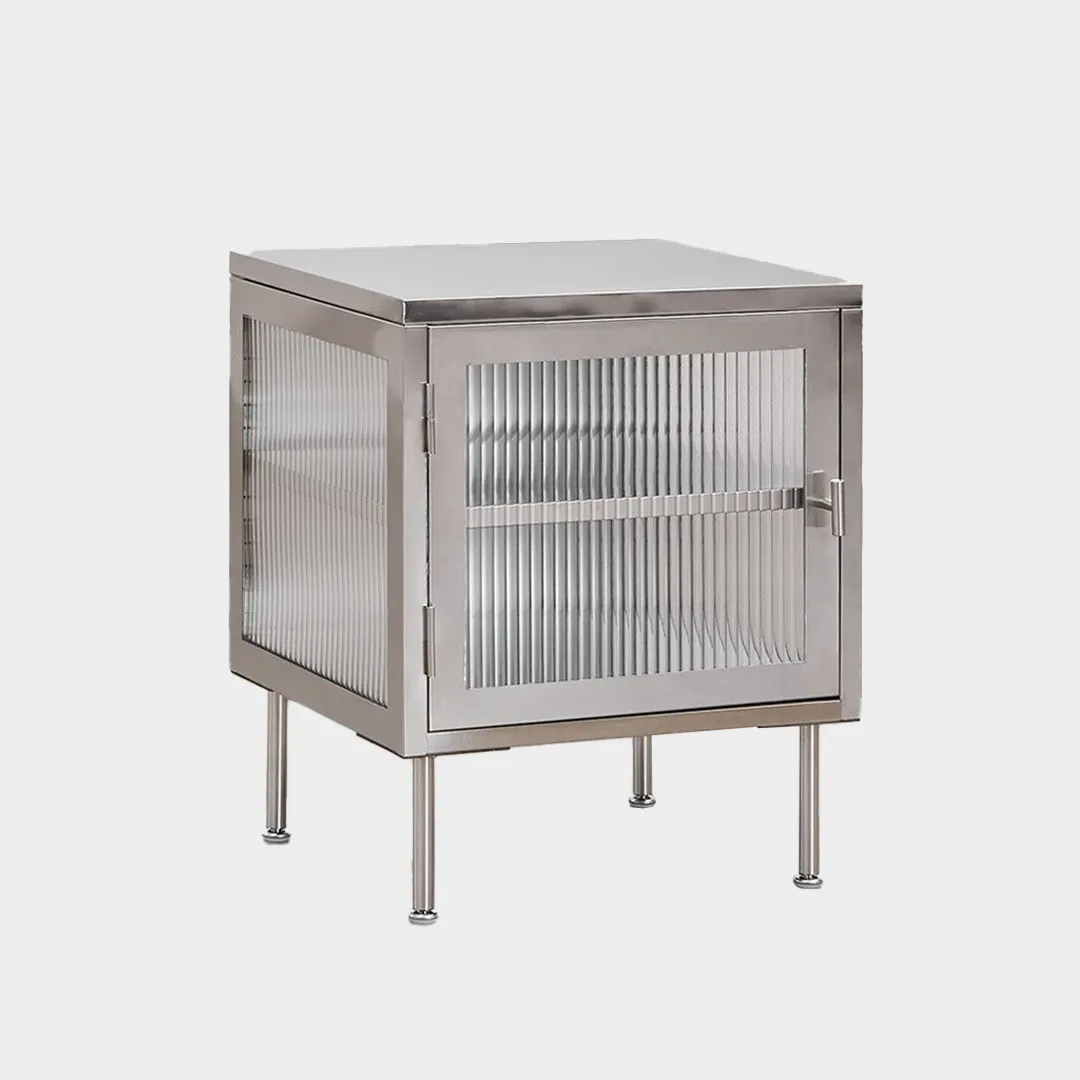 2 Comodini in vetro e metallo 45x40 H55 cm