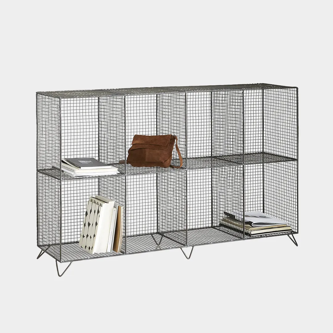 Libreria griglia in metallo 126x32 H81 cm