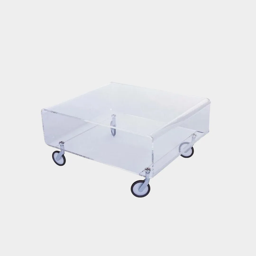 Tavolino trasparente con ruote 56x50 H30 cm