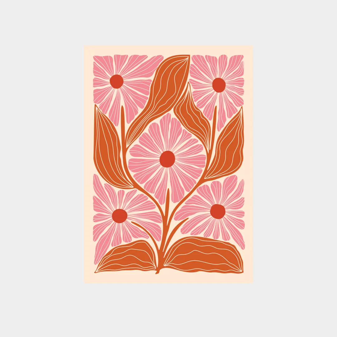 50s-CameraDaLetto-Quadro fiori rosa